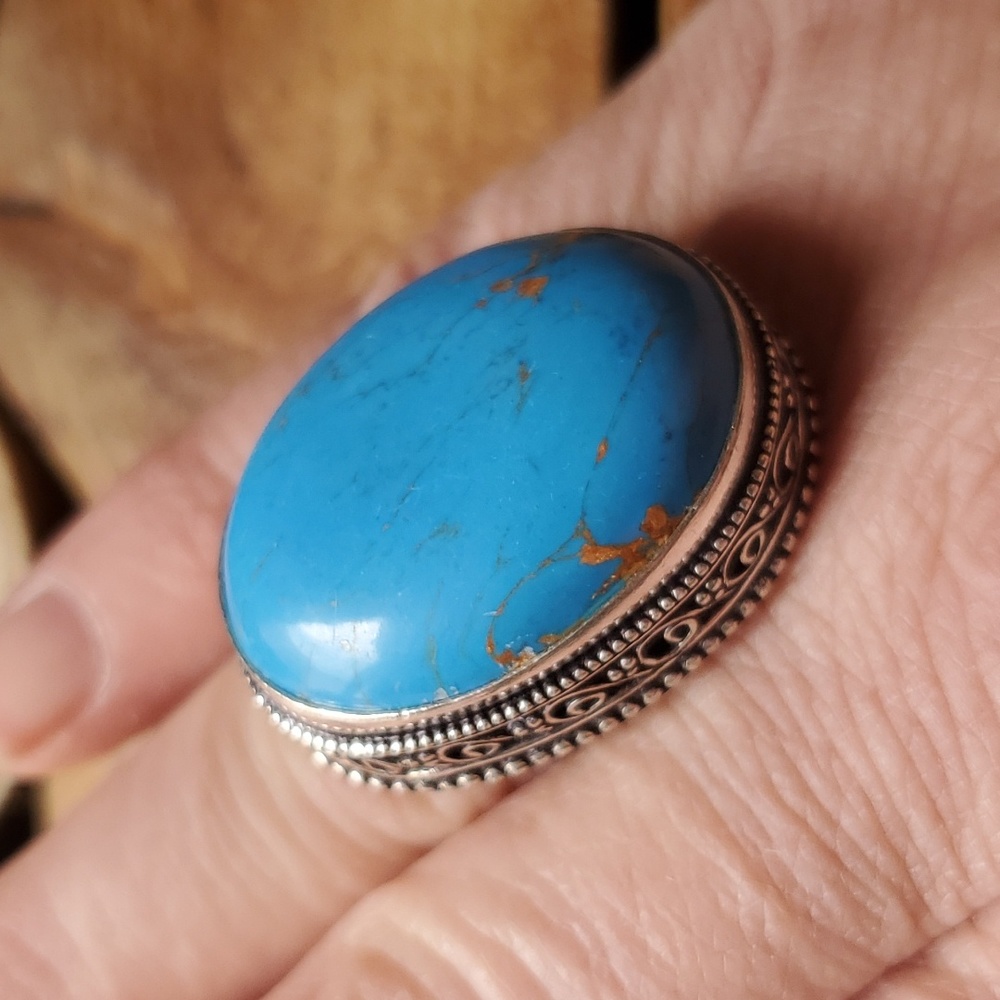 New Copper Turquoise 925 Silver Ring.